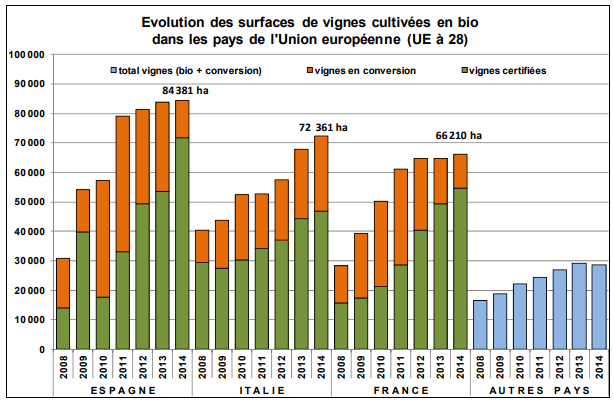 Massive increase in the conversion of vineyards in Europe